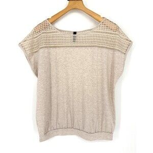 Lane Bryant‎ Shirt Cream Crochet Lace Should Accent Size 14/16 Large Blouse NEW